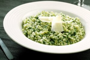 Spinach risotto with flora spreads