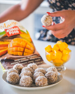 asiago frozen mango coconut balls